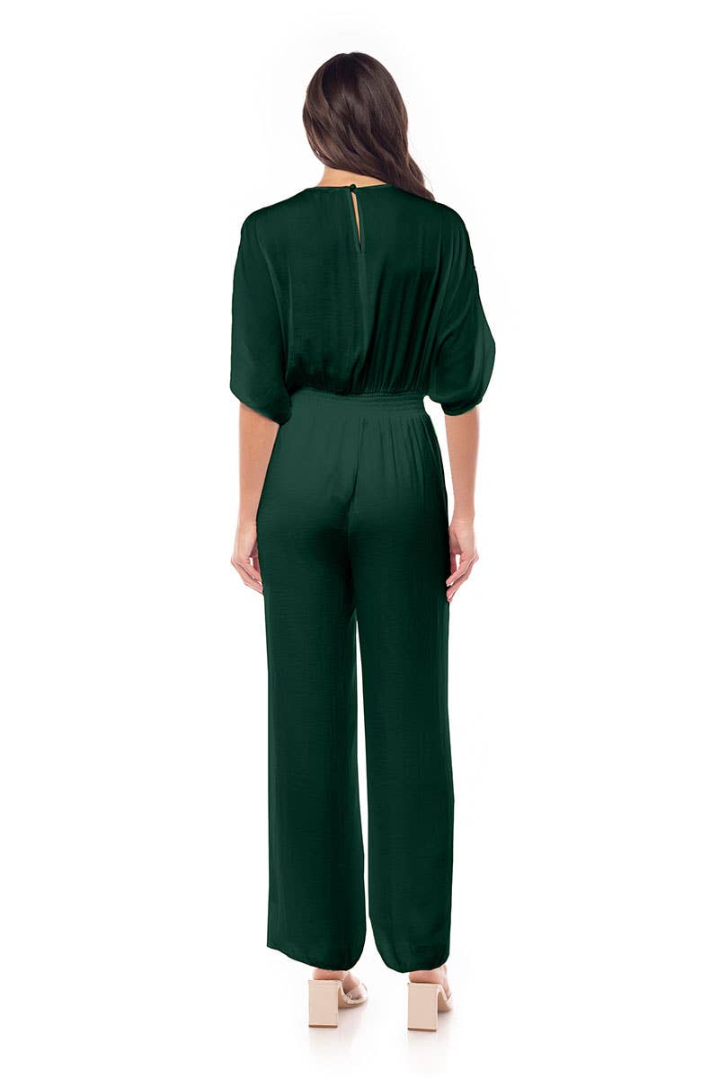 Split Sleeve Jumpsuit in Deep Forest