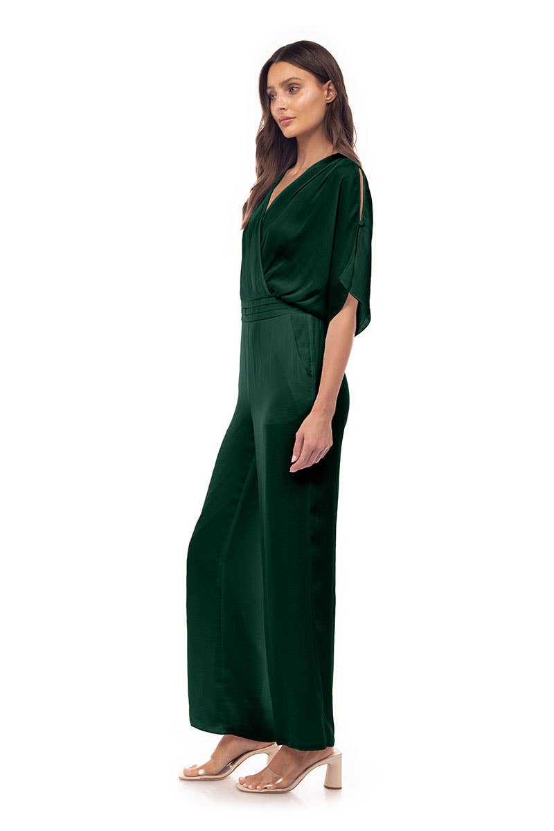 Split Sleeve Jumpsuit in Deep Forest