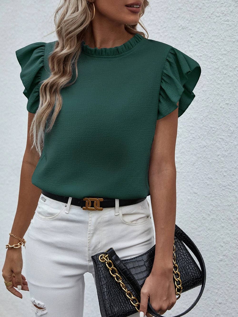 Ruffle Round Neck Blouse