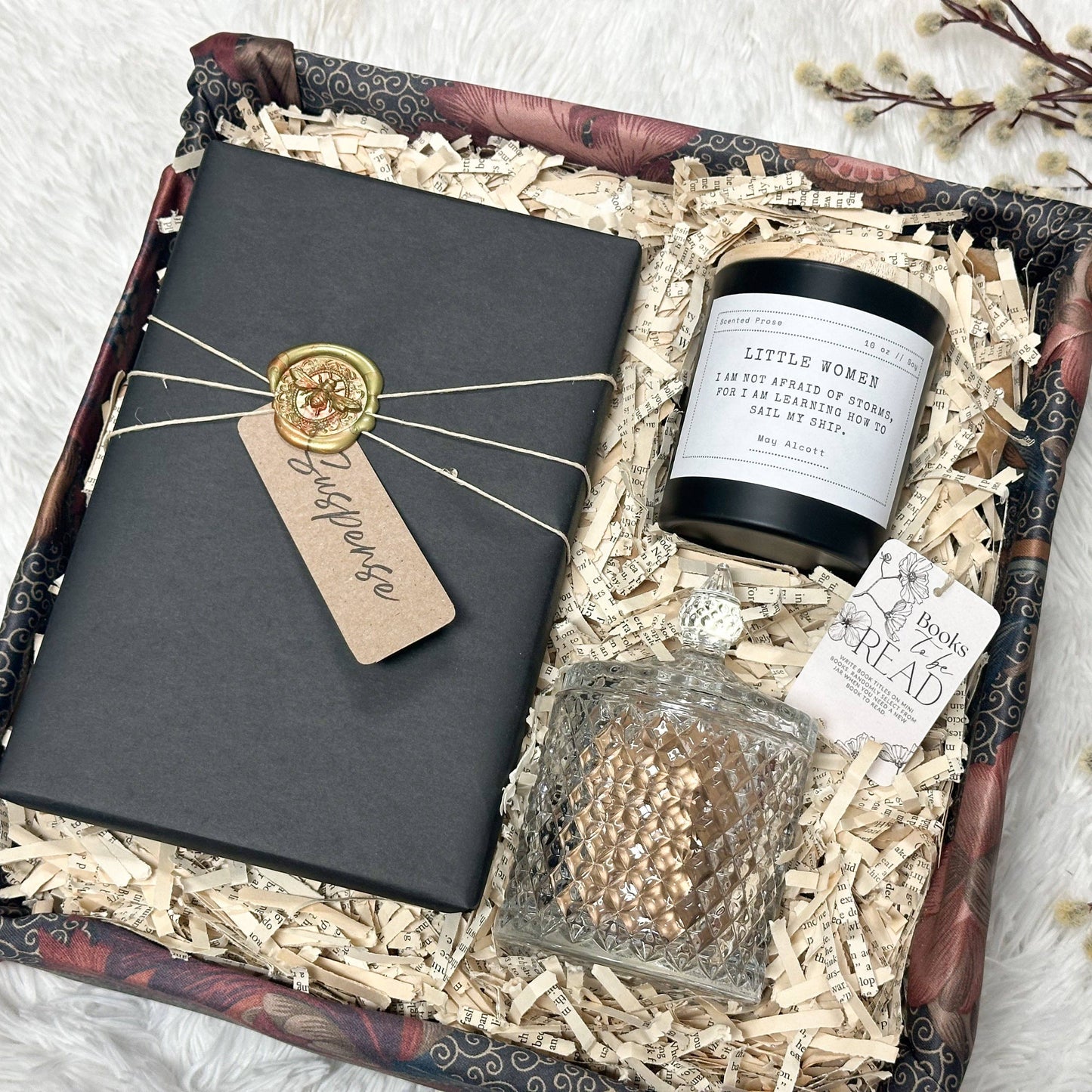 Book Related Gift Box- Book, To Be Read Jar, and Candle