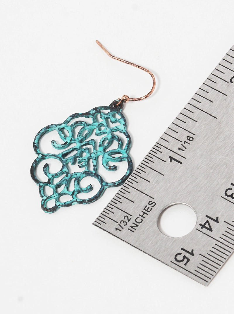 Turquoise Moroccan Filigree Drop Earrings