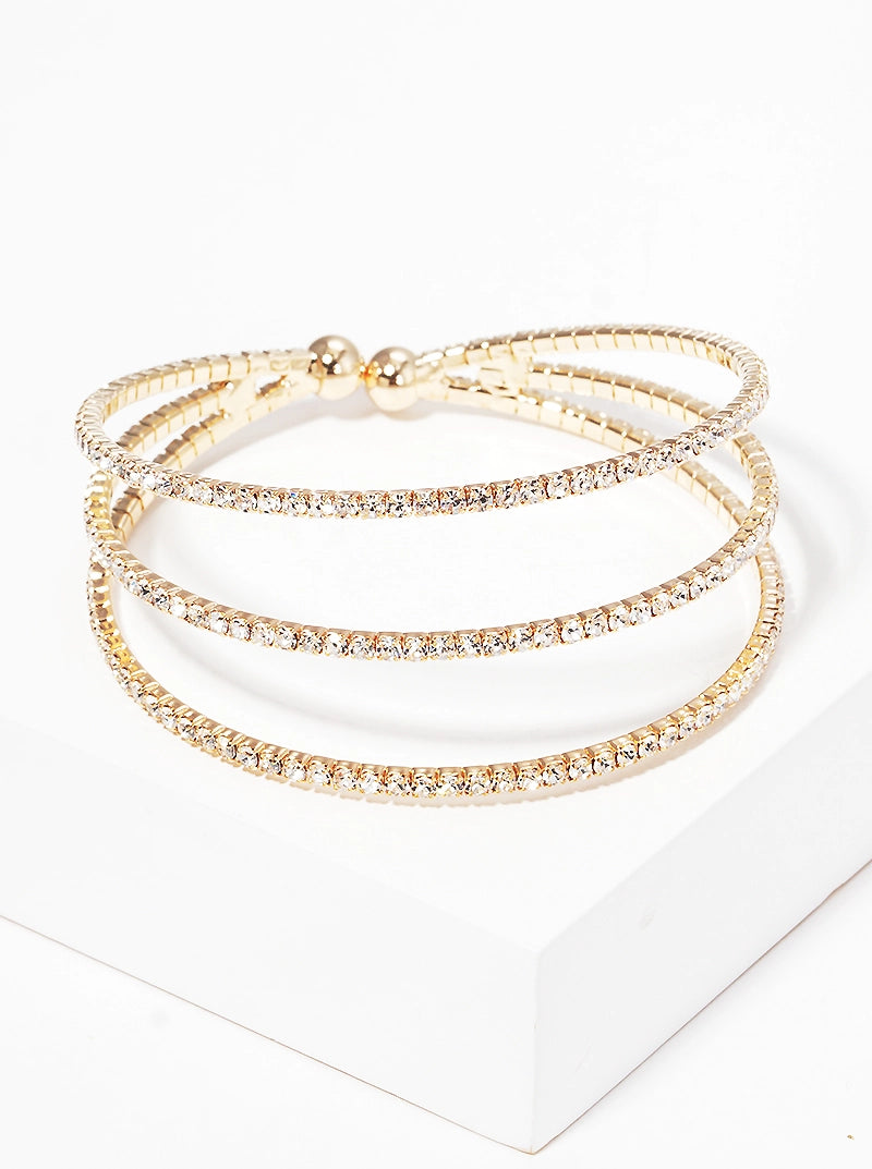 Rhinestone Triple Row Bracelet