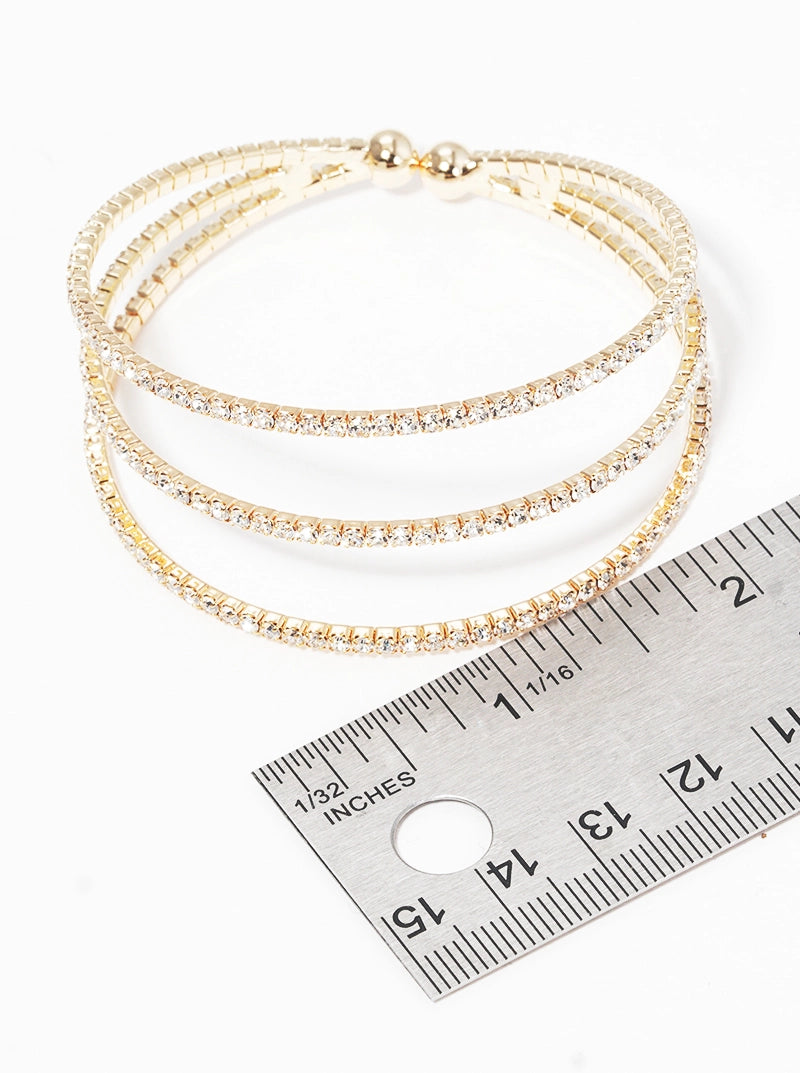 Rhinestone Triple Row Bracelet
