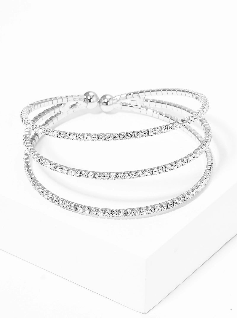 Rhinestone Triple Row Bracelet
