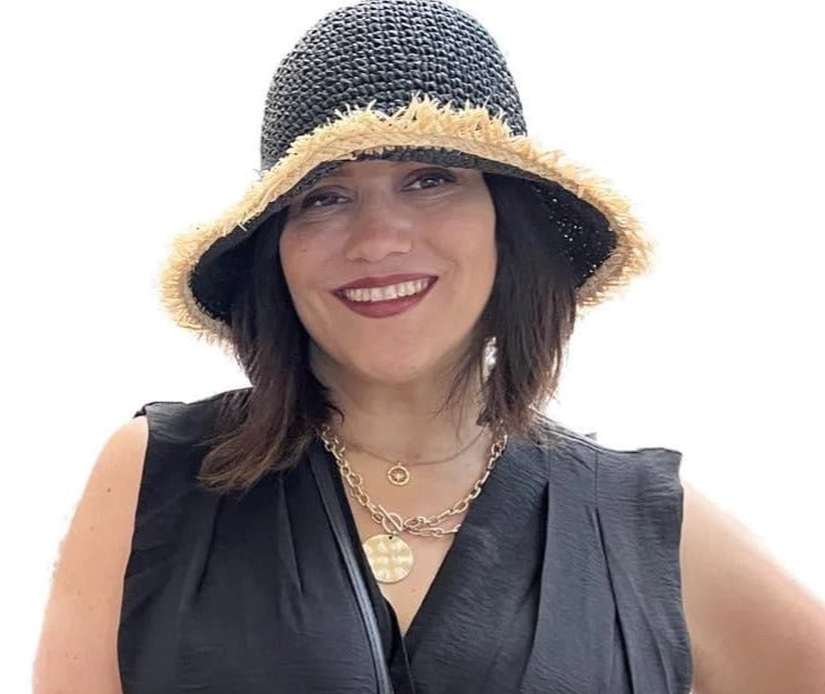 Crochet Frayed Foldable Bucket Hat