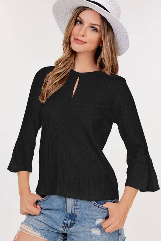 Ribbed Keyhole Top - Bella Rosa Boutique