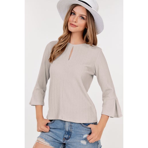 Ribbed Keyhole Top - Bella Rosa Boutique
