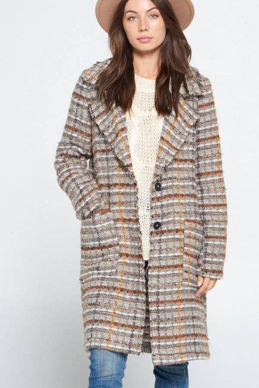 Plaid Longline Jacket Coat