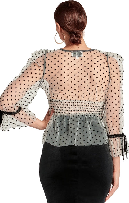 Mesh Polka Dot Top