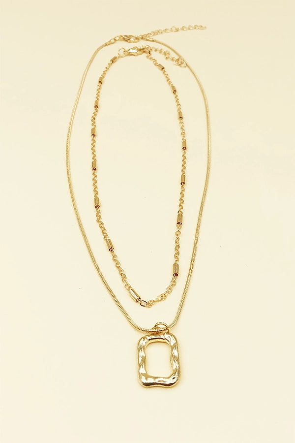 Layered Square Pendant Necklace