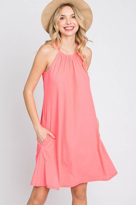 Side Pocket Halter Dress - Bella Rosa Boutique
