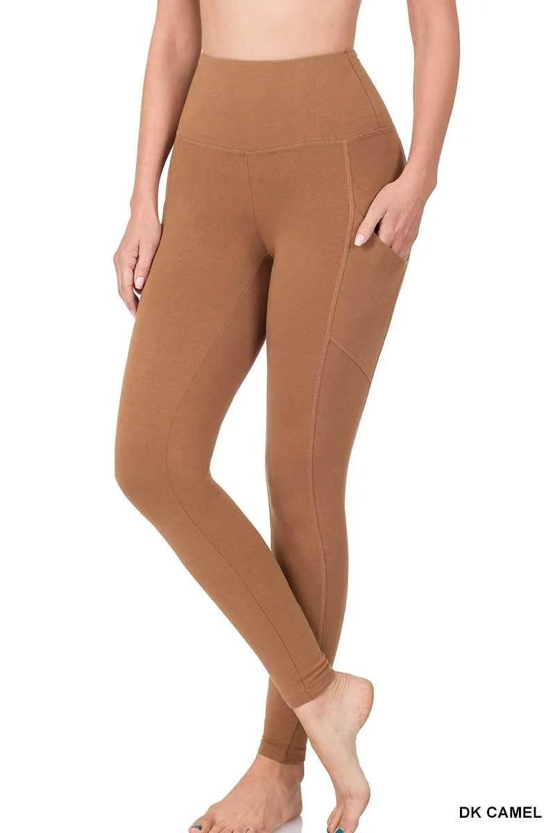 Wide Waistband Side Pocket Leggings - Bella Rosa Boutique