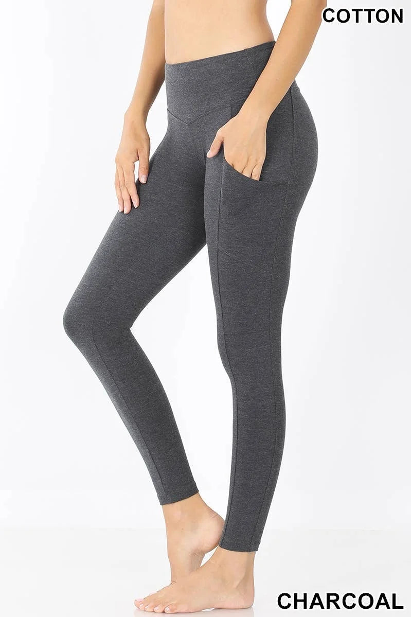 Wide Waistband Side Pocket Leggings - Bella Rosa Boutique