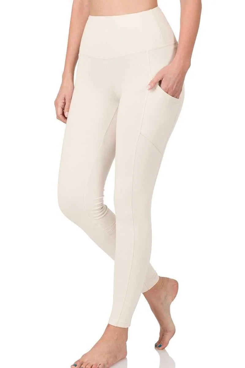 Wide Waistband Side Pocket Leggings - Bella Rosa Boutique