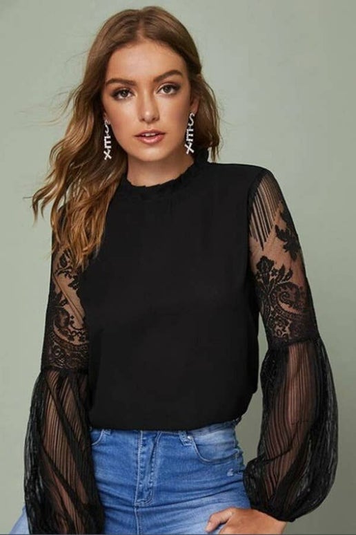Sweet Lace Long Sleeve Blouse