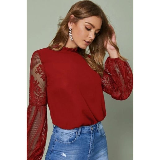 Sweet Lace Long Sleeve Blouse