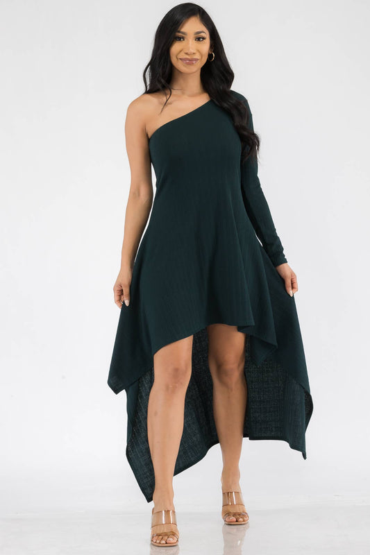 Plus One Shoulder High Low Maxi Dress