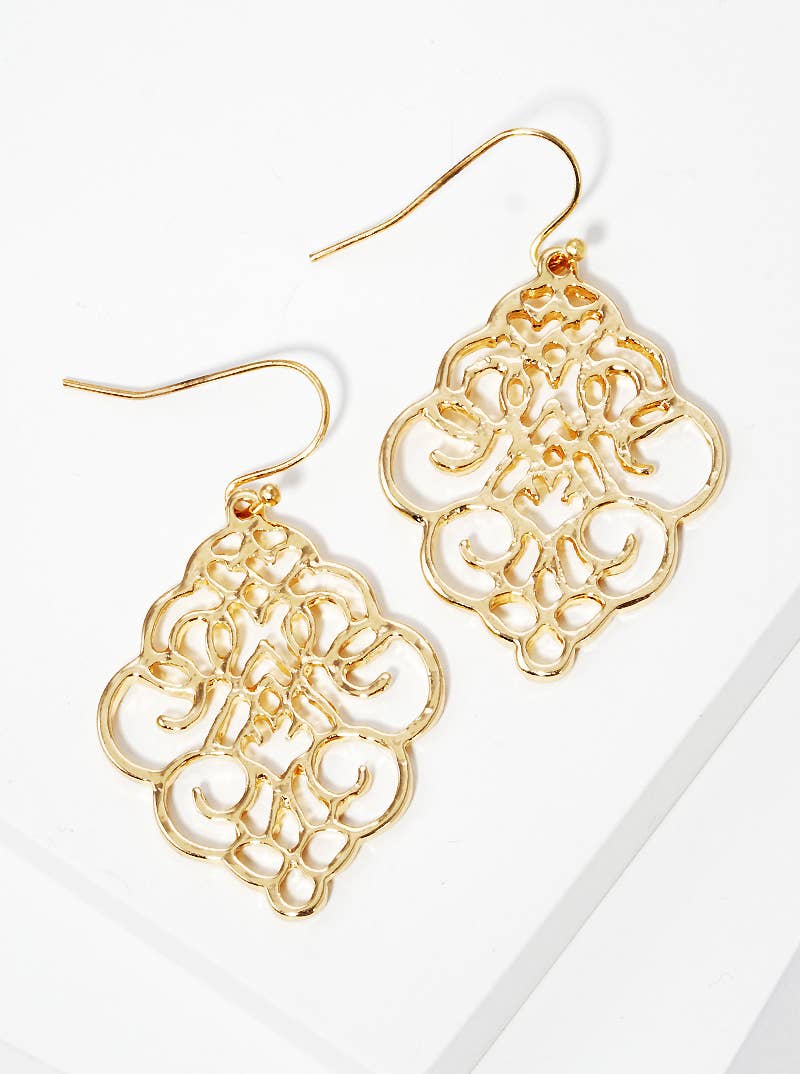Golden French Filigree Double Drop Earrings - Verdier Jewelry