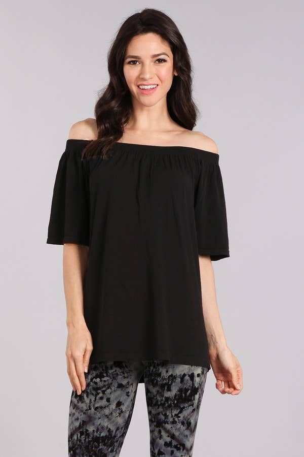 Square Sleeve Bardot Blouse - Bella Rosa Boutique