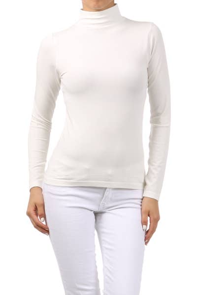 Mock Neck Long Sleeve Basic Top - Bella Rosa Boutique