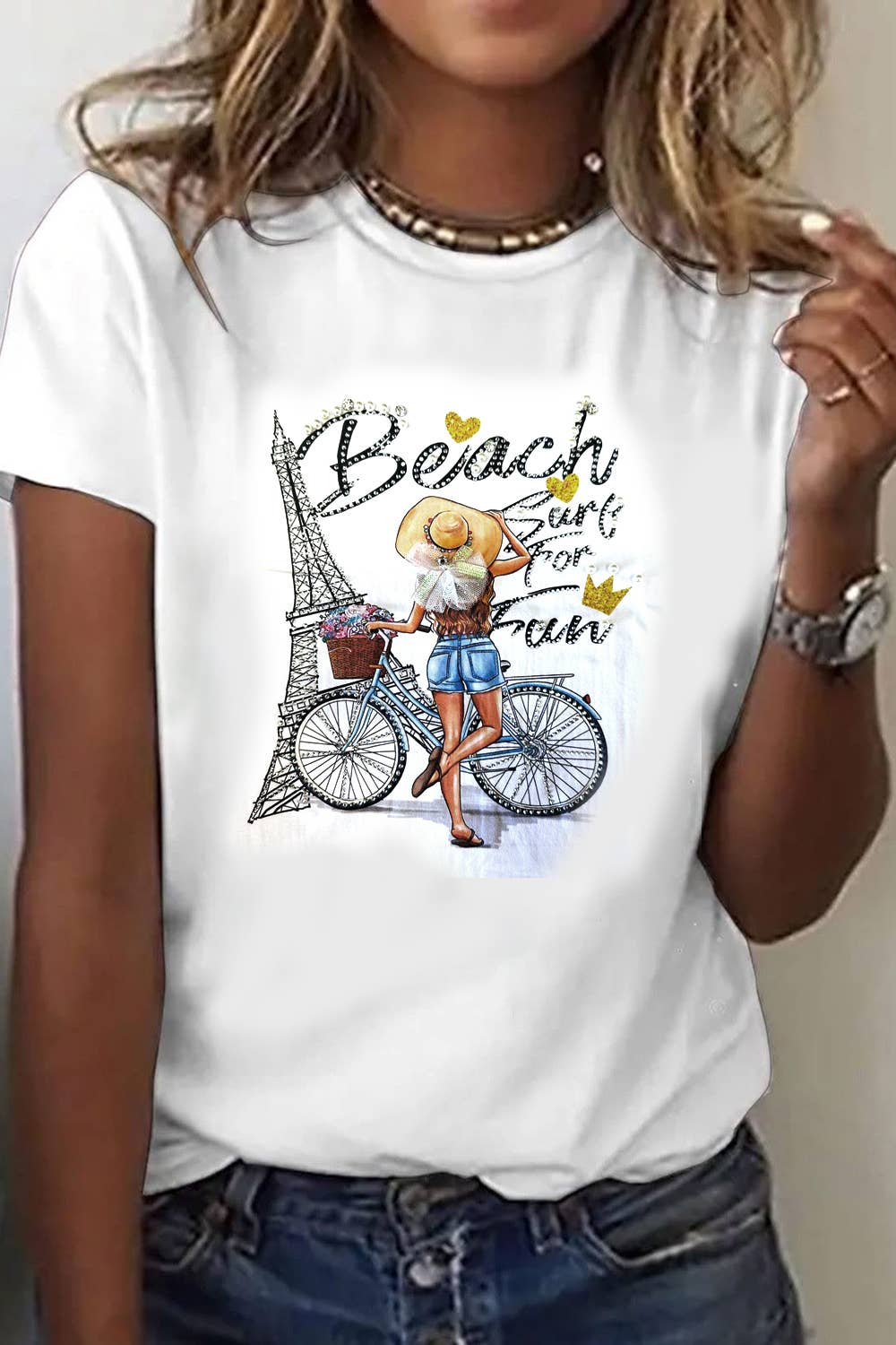 Beach Graphic T w/ Bling