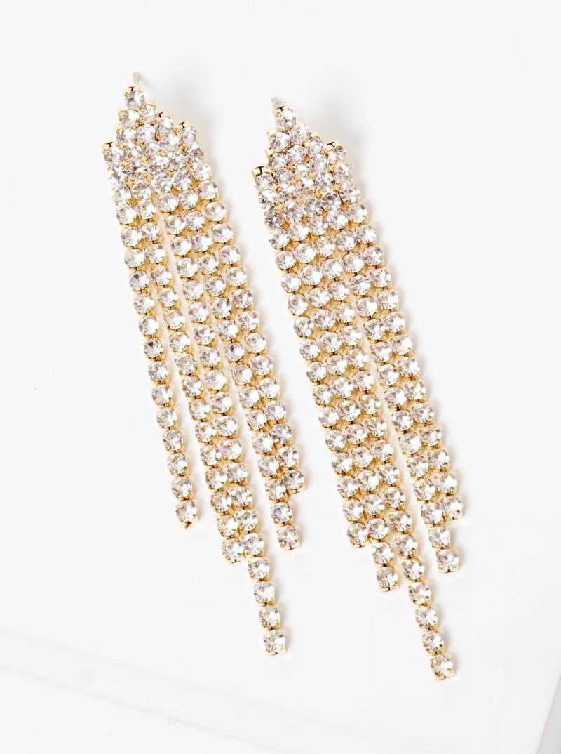 Rhinestone Crystal Chandelier Post Drop Earrings - Bella Rosa Boutique